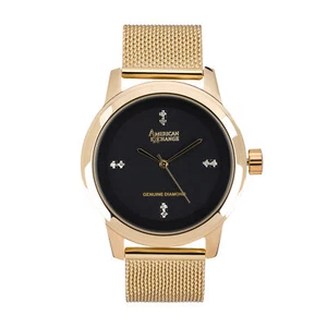 Men's Genuine Diamond Collection Gold Mesh Bracelet Watch - Picture 1 of 3