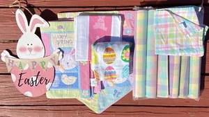 13pc Easter Cotton Quilted 8 Placemats Rectangle + Runner + 3 Tea Towels Bundle - Picture 1 of 18