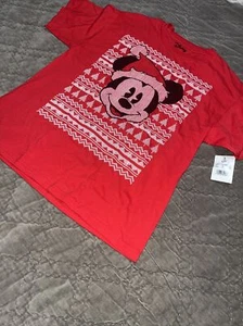 mickey kids large red Christmas shirt child - Picture 1 of 4