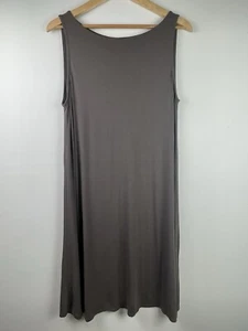 EILEEN FISHER Stretch-Jersey Sleeveless Midi Dress Lagenlook Olive Green Large - Picture 1 of 4