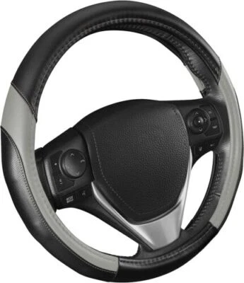 Juego de protectores para coche: fundas de asiento delantero/trasero + volante, gris claro Foto 1 de 4