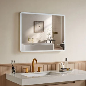 LED Lighted Bathroom Mirror Vanity Dimmable Touch Wall Mounted Mirror Lights - Picture 1 of 14