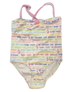 BABY PHAT GIRLS SWIMSUIT - WHITE LOGOS SZ 4 - ONE PIECE SWIMWEAR - Picture 1 of 1