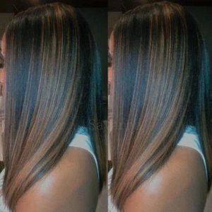 Peluca frontal de encaje completo cabello humano virgen brasileño 100 % cabello de bebé resaltado natural - Imagen 1 de 7