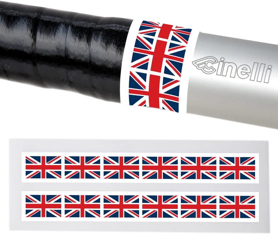 x2 Union Jack Flag Handlebar Finishing Tape Retro Fixie Racer Steel Bicycle - Image 1 of 1