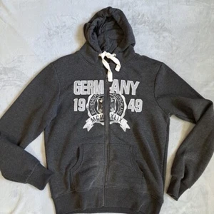 Felpa con cappuccio Germania 1949 grigia grande coulisse zip intera foderata pelliccia sintetica Fox's - Foto 1 di 12
