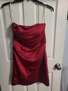 Mini abito rosso senza spalline David da sposa cocktail ballo matrimonio formale taglia 8 - Foto 1 di 12