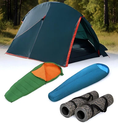 Campingzelt 2 Personen komplett mit Schlafsack und Camping Matte, Festival Zelt - Bild 1 von 4