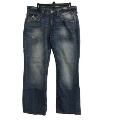 Pantalones de mezclilla True Religion para mujer bolsillos pierna recta 32 medidas de cintura 36" Y2K Foto 1 de 4