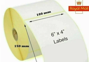 ETIQUETAS TÉRMICAS ROYAL MAIL 4"" X 6"" (Rollos de 500) ETIQUETAS DE IMPRESORA x 2 - Imagen 1 de 1