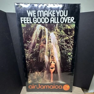 Póster de viaje vintage de los años 70 "Feel Good All Over" Air Jamaica 23" x 39" bikini - Imagen 1 de 10