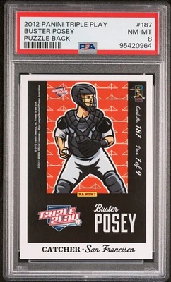 2012 Panini Triple Play #187 Buster Posey Puzzle Back PSA 8 - Image 1 of 2