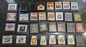 Lote de 32 juegos de videojuegos Atari 2600 5200 sin probar River Raid Spider-Man Adventure - Imagen 1 de 20