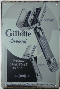 Gillette Razor Rasoir Aristocrat Safety Shaving Retro Metal Tin Sign 8x12" NEW