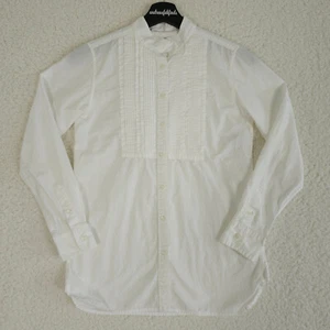 Ralph Lauren Shirt Girls 12 White Tuxedo Button Up Stand Up Collar Top FLAW - Picture 1 of 13