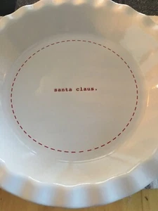 NEW Rae Dunn Christmas Santa Claus White W/ Red Letters Scalloped Pie Plate - Picture 1 of 5