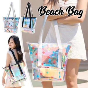 Laser Dots Transparent Tote Bag Waterproof Dry-Wet Separation Beach Swim Bag - Bild 1 von 18