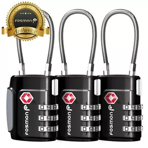3x TSA zugelassen Gepäck Koffer Taschenschloss 3-stelliges Zahlen-Vorhängeschloss zurückgesetzt - Bild 1 von 8