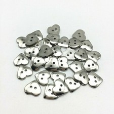 Pkg of 20 SILVER HEARTS Plastic Buttons 9/16" (16mm) Craft Scrapbook (9123)