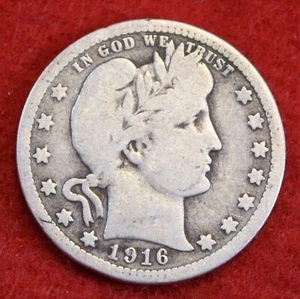 1916 Barber Quarter 90% Silver Coin BQ649 - Picture 1 of 2