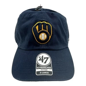 '47 Brand Milwaukee Brewers Hat Cap Size XL Navy Blue Franchise Logo Fitted MLB - Picture 1 of 7