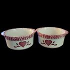 Vintage Set Of 2 Stoneware Crocks Pot Pie Soup Valentine Hearts Mini Casserole 