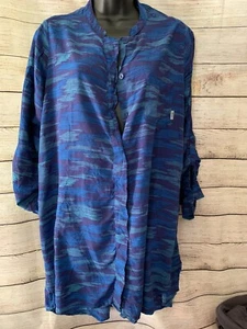 Vintage DKNY Large OVERSIZE Blue black plaid flannel shirt Women’s Dress - Picture 1 of 3