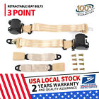 2 Pack Beige Universal 3 Point Retractable Adjustable Car Seat Belt For Audi A3