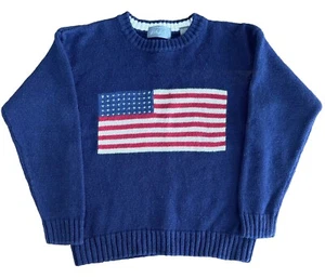 Lord & Taylor Betsy Ross American Flag Boys Cotton Sweater Medium USA MADE Prep - Picture 1 of 5