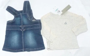 NEW CK Calvin Klein 2 PC overalls baby girls 6 9 months NWT PK88 - Picture 1 of 3