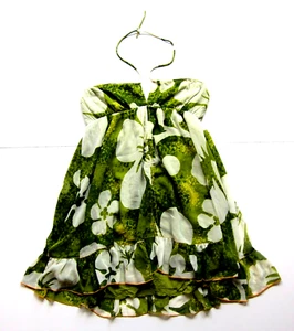 NWT Urban Outfitters Green White Hawaiian Floral Halter Tank Slip Sun Dress L - Picture 1 of 5