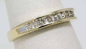 14 kt Yellow & White Gold Diamond Wedding Half Band Ring Size 6 3/4 B4932 - Picture 1 of 8