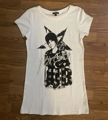 VINTAGE XL JUSTIN BIEBER Rap Rock Concert Tour Tee SHIRT 2009 My World Promo - Image 1 of 4