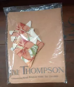 Jim Thompson Silk Placemats And Napkins Set Peach & Floral Opened Package - Picture 1 of 6