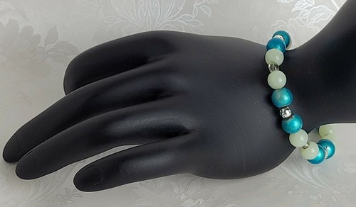 OFF WHITE Bracciale Tondo Blu Off White Perline Argento Pietra Aragosta Chiusura Gioielli