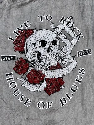 Новый с Ярлыками House of Blues серый Майка череп стразы стороны вырез назад размер XS - Изображение 1 из 4