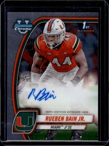 Rueben Bain Jr Miami 2024 Bowman Chrome University PA-RBA 1st Bowman Base AUTO - Picture 1 of 2