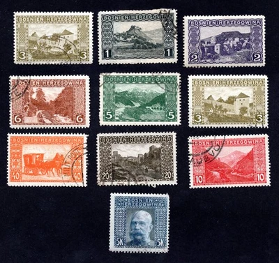 Босния и Герцеговина 1906 группа из 10 марок MH/б/у CV=15.6$ - Изображение 1 из 2