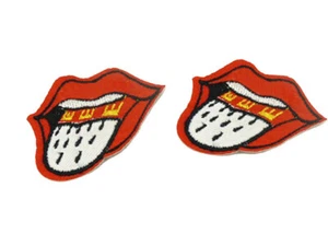 2er Bügelbild Zunge Applikation Karneval Kostüm Fasching Köln Motiv - Bild 1 von 1