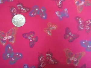 VERANO Vintage MARIPOSAS MULTICOLORES Sobre Tela ALGODÓN ROJO AÑOS 70 - más de 3 yardas - Imagen 1 de 2