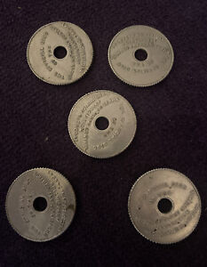 5 Original Shove Ha'penny Metal Coins Disc Control Association