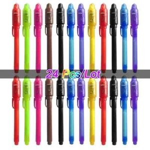 Invisible Ink Spy Pen 24 Pcs with UV Light Secret Messages Kids Party Gifts - Picture 1 of 6