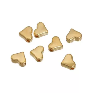 20 x Heart Shaped Metal Spacer Beads 7mm x 6mm GOLD Plated - Small - Hole 1.2mm - Picture 1 of 3