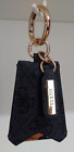 new GUESS bag charm/key ring charm,golden metal&grey printed faux leather,S-M