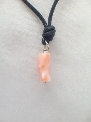 Ciondolo in ARGENTO 925 con rametto di CORALLO ROSA naturale  - pendente - - Immagine 1 di 4