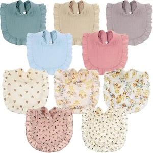 10 Pcs Large Muslin Baby Girl Bibs Drool Teething Bibs Lap Shoulder Absorbent... - Picture 1 of 7