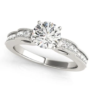 1.22 Ct Round Simulated Diamond Anniversary Ring 14K Solid White Gold Size 6 - Picture 1 of 5