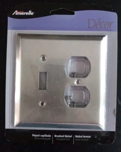 Amerelle 163TDBN Century Brushed Nickel 1-Toggle/1-Duplex Steel Wallplate - Picture 1 of 2
