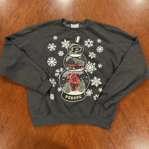 Champion Purdue University Mens Sweatshirt Gray M Crew Neck Christmas Snow Globe Cover