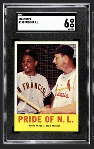 1963 Topps #138 Pride of NL Willie Mays Stan Musial Graded SGC 6 EX-NM Vintage - Picture 1 of 2